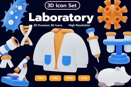 3D立体免扣素材科学技术实验室模型