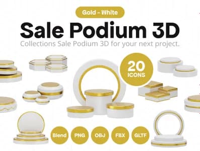 3D立体免扣素材电子商务舞台讲台模型