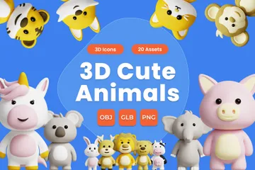 3D立体插画素材动物可爱的动物模型