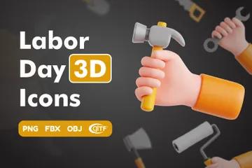 3D立体免扣素材3d工业劳动节模型