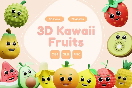 3D立体免扣素材食物饮料水果模型