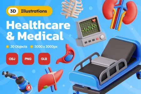 3D立体免扣素材医疗保健医疗保健和医疗模型