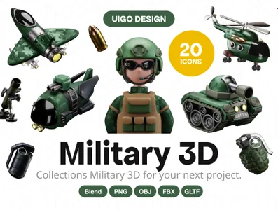 3D立体插画素材安全军事模型