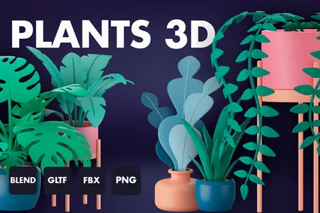 3D立体免扣素材自然植物模型