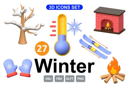 3D插画素材节日冬天