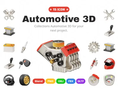 3D立体插画素材工具汽车模型