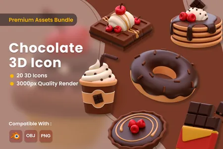 3D免扣素材食物饮料巧克力甜点