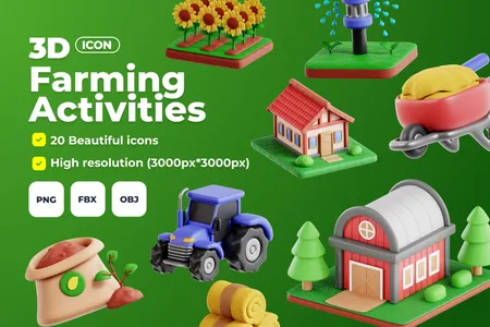 3D插画素材农业农业活动