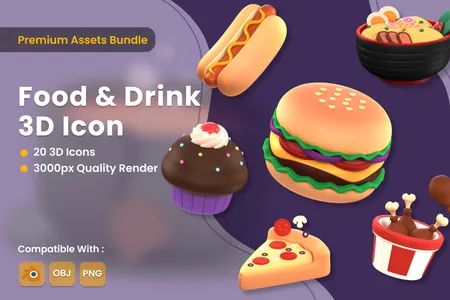 3D插画素材食物饮料食物和饮料