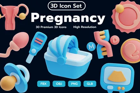 3D立体免扣素材医疗保健怀孕模型